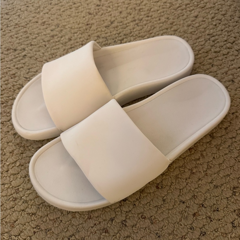 White Slide Sandals Size 9